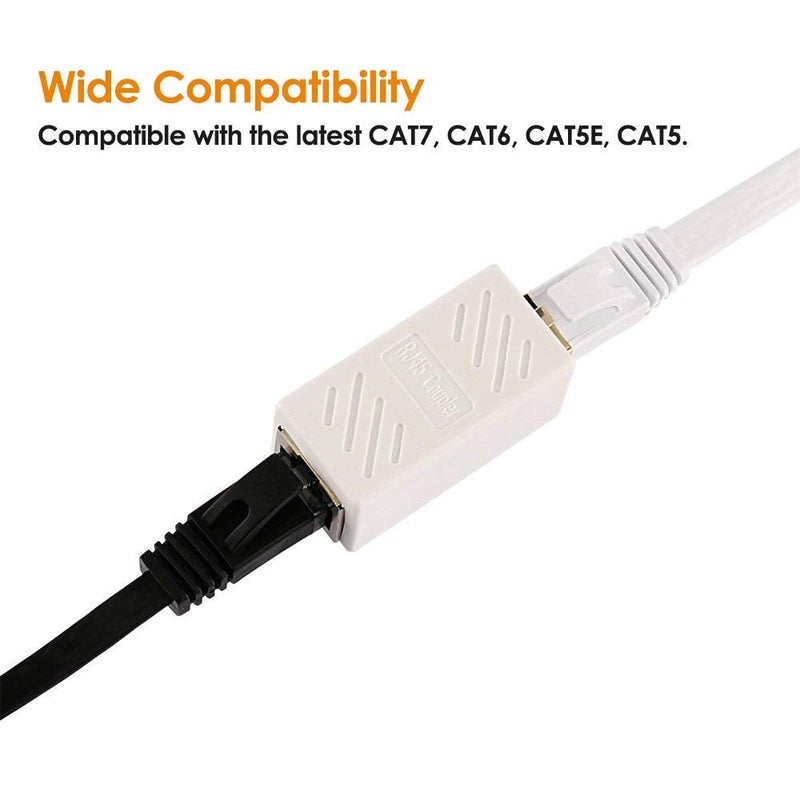 PLUSPOE RJ45 Network Coupler, 2 Pack Ethernet in Line LAN Connector Plugs for Cat5 Cat5e Cat6e Cat7 Cable Extender Female to Female (White) - Image 5
